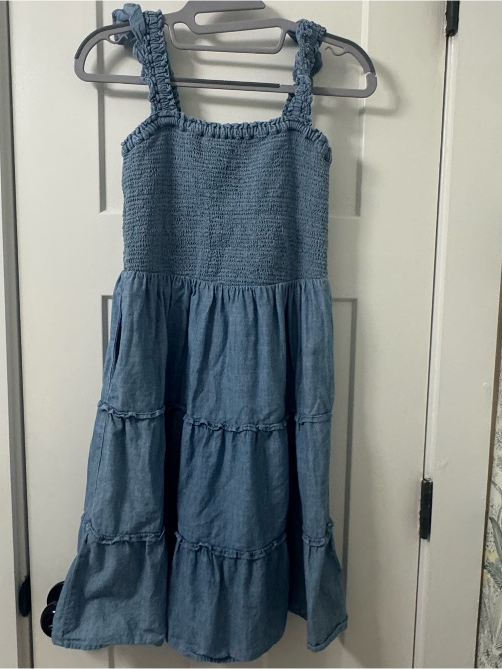 J. Crew Women’s Denim Tiered Dress Smocked Size XS
